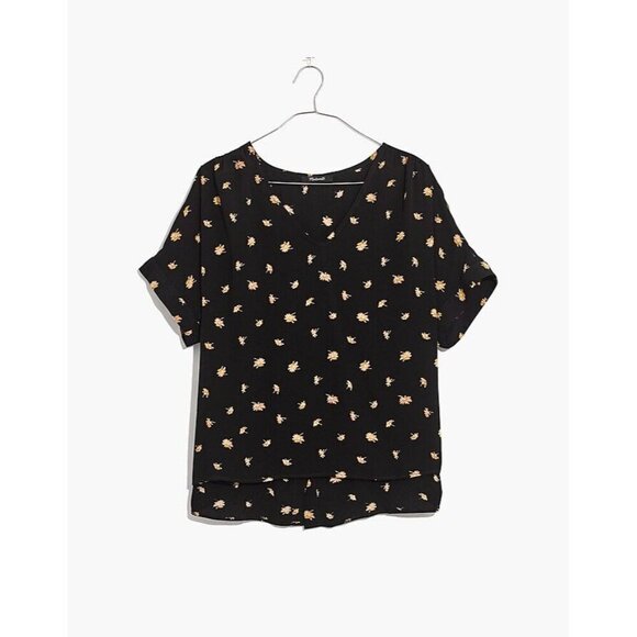 NWT Madewell Drapey V-Neck Button-Back Top in French Daisies Sz XS - Picture 1 of 15